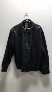 Mens Large Black Leather Coat