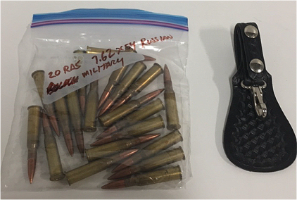 (20) Rounds Of 7.62x54 Russian Ammunition (1) Black Leather Belt Key Holder