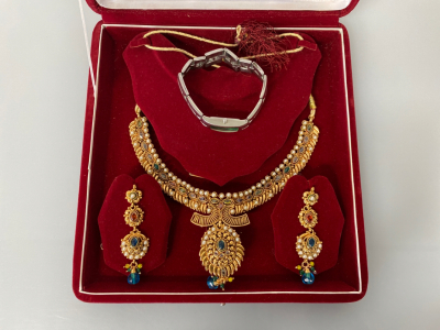 Earring and Necklace Set and DKNY Watch