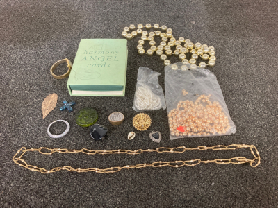 Assortment Of Jewelry And Angel Cards