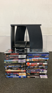 Assorted DVD’s With Media Tower