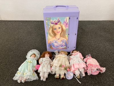 Barbie Closet Box & Small Glass Dolls