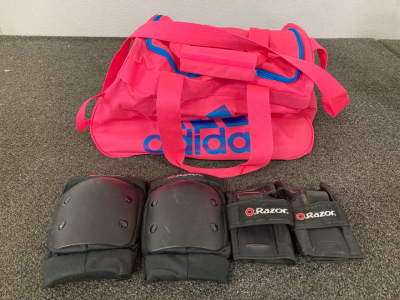 Adidas Duffle Bag & Razor Knee and Hand Pads