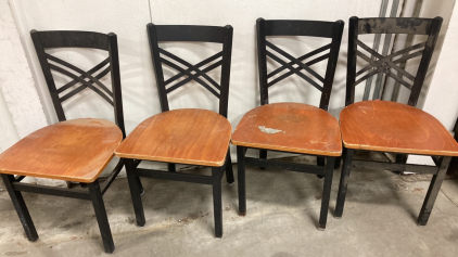 (4) Metal Frame/Wood Seat Chairs