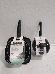 3Pc Pan & Griddle Set, 3Qt Pot
