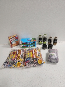 (2) 3 1/2 Pound Bags Of Candy, Pancake Mix, Sweetener, (2) Boxes Of ZBars, (2) Passion Flower Extract Powder, (4) Loose Tea Leaf