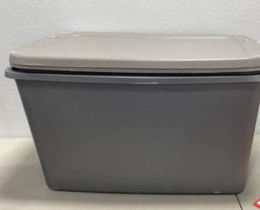 (2) Grey Bins with Lids 16&rdquo;x24