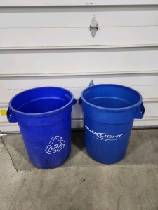 (2) Blue Recycling Bin, Blue Bud Light Recyling Bin