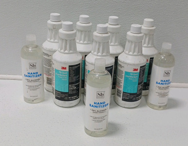 (7) Bottles 3M Disinfectant (3) Bottles Hand Sanitizer