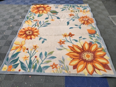 Large Sunflower Area Rug, 7ft 10 in * 9ft 10in