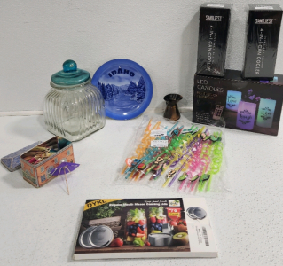 LED Candles, Silly Straws, Drinker Umbrellas, Idaho Plate, Strainers, Canning Lids And More