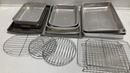 (13) Various Baking Pans and Sheets, (9) Various Cooling Racks