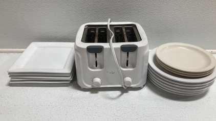 4-Slice Toaster, (14) Various Plates