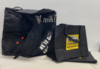 (1) Large Black &ldquo;Got Milk?&rdquo; Delivery Bag, (2) Cool&Carry Smart Food Service Warehouse Stores insulted Delivery Bag