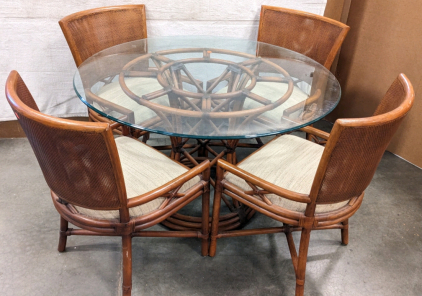 Glass Top Rattan Dinette