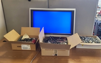 Working Protron TV with Assorted Cables and Remotes