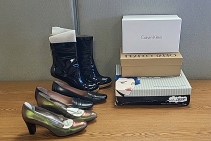 Size 10 "Calvin Klein" Heels, Size 9.5 "Franco Sarto" Heels and Size 10 "Rachel Blackptnt" Boots