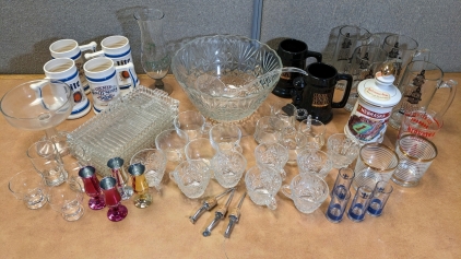 Punch Bowl & Cups, Collector Mugs, Liquor Bottle Pour Spouts, Shooters, More