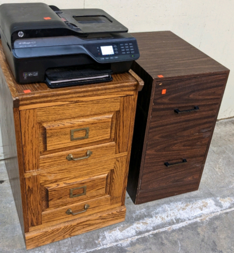 Wood File Cabinets, All-in-One Printer (Runs)