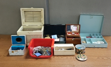 Assortment of Jewelry Boxes and Costume Jewelry