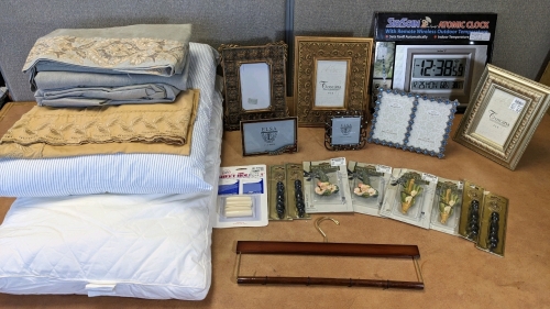 Atomic Clock/Weather, Picture Frames, King Bedding & Pillows, Decorative Pull Chains