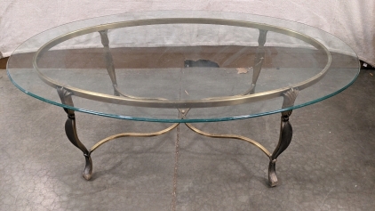 Glass Top Brass Coffee Table