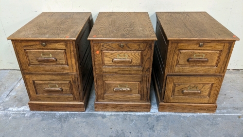 (3) Matching Wood File Cabinets