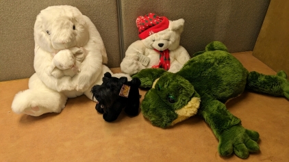 Stuffed Rabbit Set, Dog, Frog, & Christmas Bear