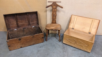 Vintage Wood Valet & Storage Chests