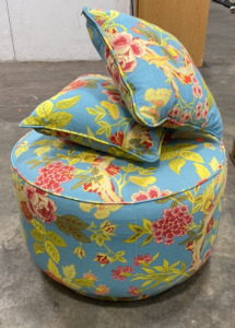(1) Large Teal and Green Couch Stool (2) Matching Pillows