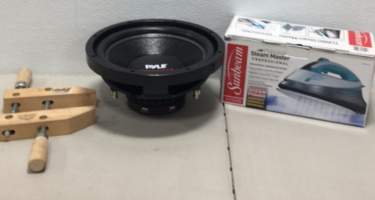 (1) Pyle 12&rdquo; Dual 4ohm Voice Coil Subwoofer (1) Pinnacle 8&rdquo; Handscrew Wood Clamp (1) Sunbeam Turbo Steam Master Professional Iron