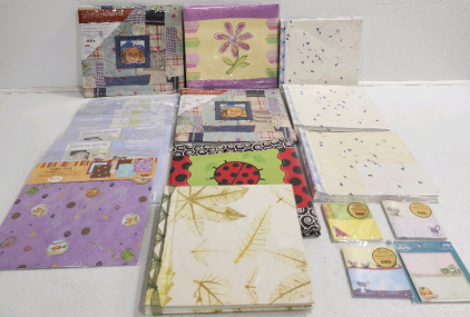 (8) Scrapbooks, (10) Packs Of Scrapbook Paper