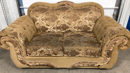 Upholstered Tan-Brown Loveseat