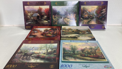 (7) 1000pc Thomas Kinkade Puzzles