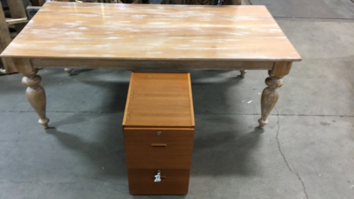 Wood Table and File Cabinet