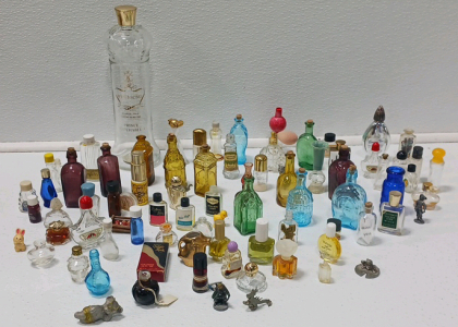 Vintage Mini Glass Perfume Bottles And A Few Miniature Figures