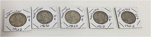 (5) Pre-1965 Washington Quarters