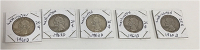 (5) Pre-1965 Washington Quarters