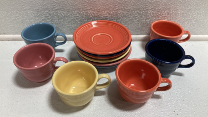 Set of 6 Fiestaware Tea Cups w/ Saucers