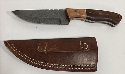 8&rdquo; Damascus Full Tang Hunting Knife With Sheath