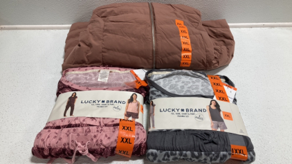 Women&rsquo;s Clothes Size XXL: Dusty Rose Puffy Coat, (2) 4pc PJ Sets