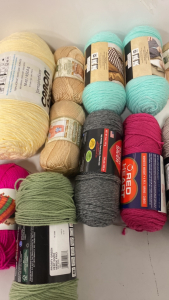 (19) Rolls of Crochet Yarn In All Shapes, Sizes, Colors, and Textures