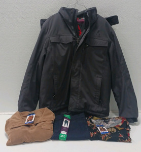 Gerry Heavy Coat, Blouse, Pull Over Fleece Jacket And Pull On Comfort Jeans