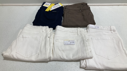 Women&rsquo;s Pants Size 6: Dark Blue Jeans, Brown Jeans, (3) White Jeans