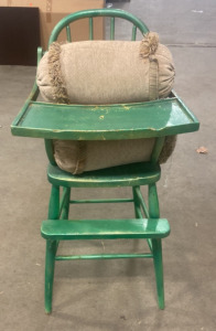 43&rdquo;x13&rdquo; Green Wooden Baby High Chair