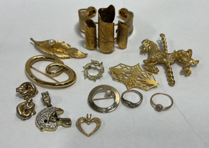 Various Gold Toned Costume/Craft Jewelry