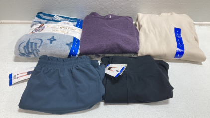 Women&rsquo;s Clothes Size Large: Harry Potter Lounge Set, 3pc Purple Lounge Set, Beige Hoodie, Blue Active Shorts, Black Active Skort
