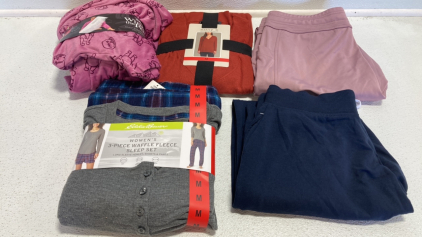 Women’s Clothes Size Medium: Winnie the Pooh Sleep Set, Rust Colored V-Neck Sweater, Lavender Joggers, 3pc Sleep Set, Navy Blue Sweatpants