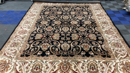 7’10” x 10’ Black/Green/Red Traditional Area Rug