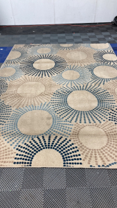 7’5” x 10’ Brown and Blue Circles Area Rug